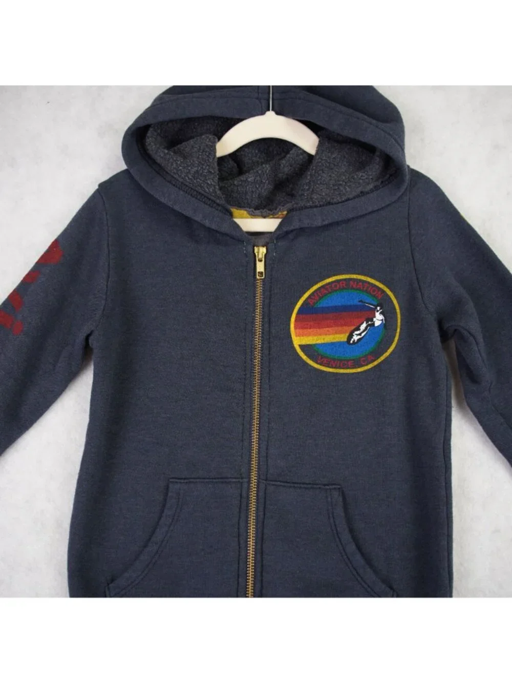 Aviator Nation Kids Venice Rainbow Full Zip Hoodie Boys Size 6 Cotton Blend USA
